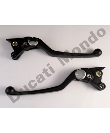 Front brake & clutch lever pair set for Ducati 748 996 998 Multistrada 1000 1100 - Black - Late axial 8mm pivot version