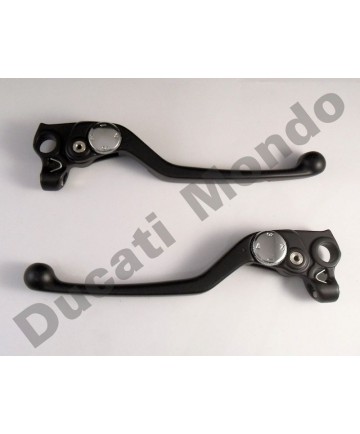 Black front brake & clutch lever pair set for Ducati 748 851 888 916 996 Monster ST2 Supersport - Early 12mm pivot axial version