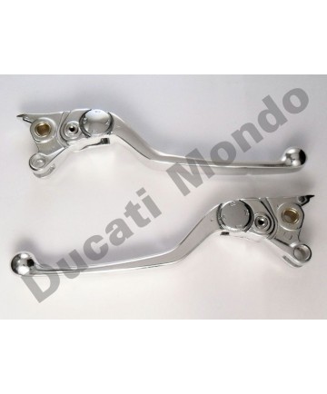 Front brake & clutch lever pair set for Ducati 748 996 998 Multistrada 1000 1100 - Silver - Late axial 8mm pivot version