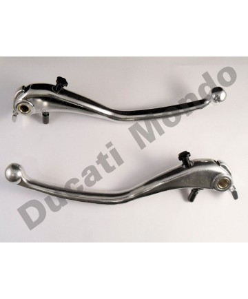 Front brake & clutch lever pair set for Ducati 749 848 999 1098 1198 Panigale Streetfighter Monster S4RS 1100 Diavel Radial version in silver chrome finish