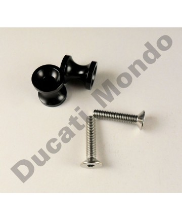 Billet alloy paddock stand bobbin spools M6 in black PDSBOB6BK