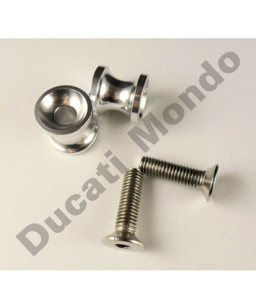 Billet alloy paddock stand bobbin spools M8 in silver PDSBOB8