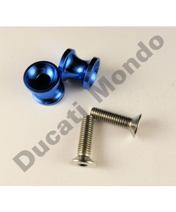 Billet alloy paddock stand bobbin spools M10 - Blue