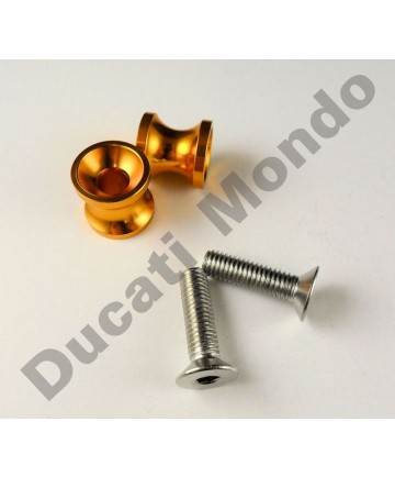 Billet alloy paddock stand bobbin spools M8 in gold PDSBOB8GD