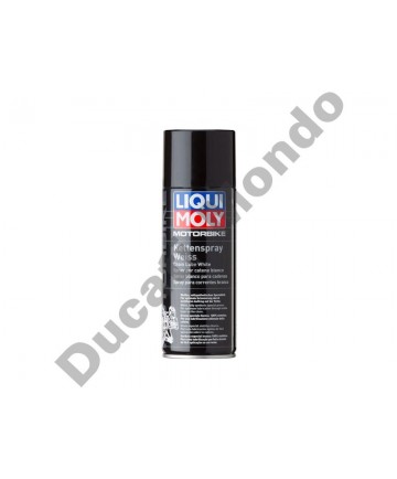 Liqui Moly 400ml White Motorcycle Chain Lube - 1591 EAN number: 4100420015915 Part number: LQM1591 motorbike maintenance spray drive wax lubricant
