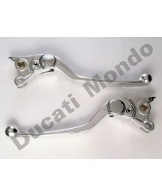 Front brake & clutch lever pair set for Ducati 748 996 998 Multistrada 1000 1100 - Silver - Late axial 8mm pivot version