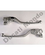 Silver front brake & clutch lever pair set for Ducati 748 851 888 916 996 Monster ST2 Supersport - Early 12mm pivot axial version